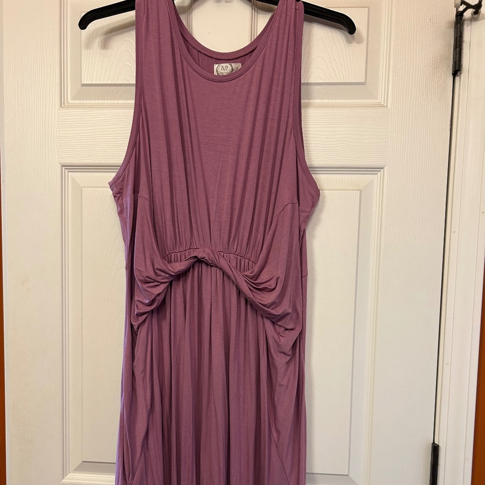 Purple 2x knit gathered/twist waist dress
